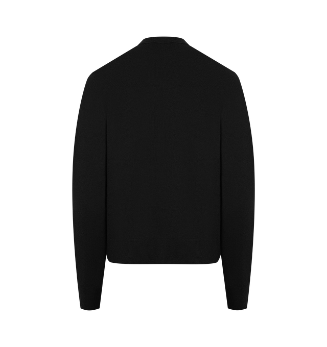 Image 2 of 2 - BLACK - ACNE STUDIOS Fitted Cardigan featuring crewneck cardigan crafted from a rich yak wool blend with a soft hand-feel, a Face logo patch, button front, ribbed trim and cut to a fitted silhouette. 85% wool, 15% Yak wool.
