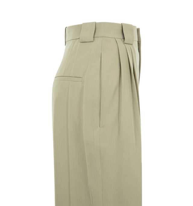 Image 3 of 4 - GREEN - Bottega Veneta Womens Wool Trousers are crafted from 100% wool and feature a tailored silhouette for versatile wear. Main Material: 100% Wool. Made in Italy.