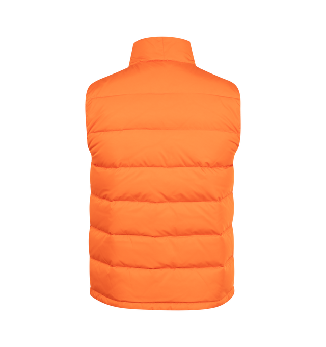 Image 2 of 2 - ORANGE - ASPESI Gilet Piuma Slim Re Vest featuring recycled nylon, down padding, external horizontal quilting and matching lining, fastening and two slanted pockets with zip with the unmistakable hot stamp puller and drawstring at hem and regular fit. 100% nylon.