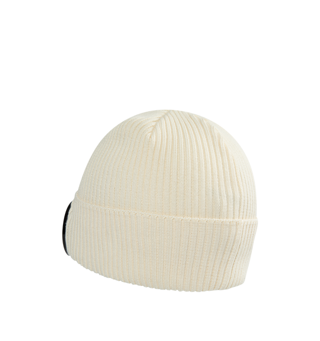 Image 2 of 2 - WHITE - C.P. COMPANY Goggle Beanie featuring rib knit, extrafine merino wool and acetate lenses at rolled brim. 100% extrafine merino wool. Made in Italy. 