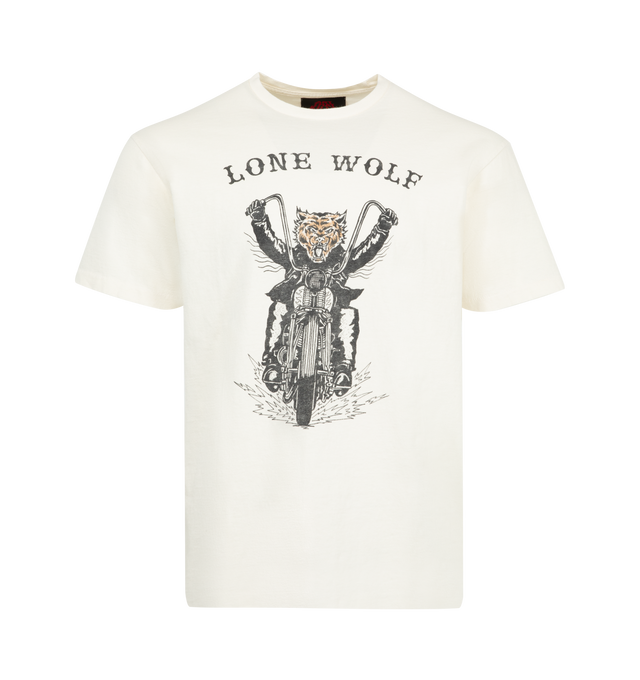 Image 1 of 2 - WHITE - GALLERY DEPT. Lone Wolf Tee featuring relaxed 90's fit, short sleeves, front and back graphic. 100% cotton. Made in USA.