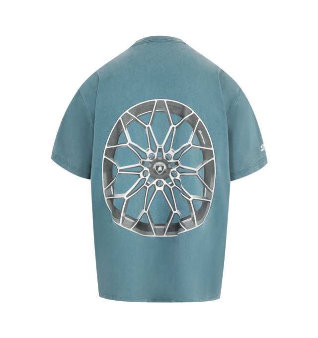 Image 2 of 2 - BLUE - BALENCIAGA X LAMBORGHINI Oversized T-Shirt featuring cotton-jersey, crewneck, short sleeves and printed graphic on front. 100% cotton.