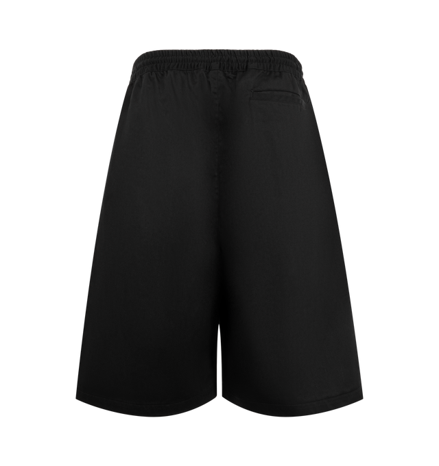 Image 2 of 3 - BLACK - Willy Chavarria Orale Elasticated Short is crafted from a polyester-cotton blend and features a relaxed, voluminous silhouette with an elasticated waistband for everyday comfort. Designed with the brand's signature oversized proportions and clean utility-inspired styling. Main Material: 65% Polyester, 35% Cotton. Lining: 100% Cotton. Made in USA.
