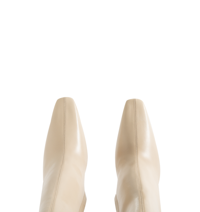 Image 4 of 4 - NEUTRAL - SAINT LAURENT Jill Booties in smooth leather featuring ankle boots with a square pointed toe, tapered block heel with inner logo, a side zip closure and leather sole. 3.7 inche heel. Lambskin. Made in Italy.