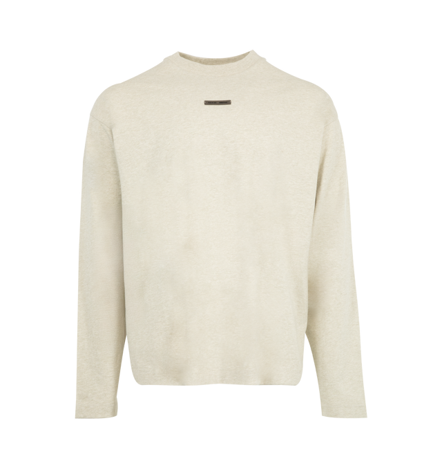 Image 1 of 2 - WHITE - FEAR OF GOD Classic Fit T-Shirt featuring front and back logo details, crew neck and long sleeves. 100% cotton.