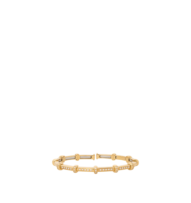 Image 1 of 1 - GOLD - SIDNEY GARBER Diamond Spring Bracelet featuring a narrow bracelet with a classic bar design that holds a row of diamonds. Diamonds .35 Carats. 18k Yellow Gold.