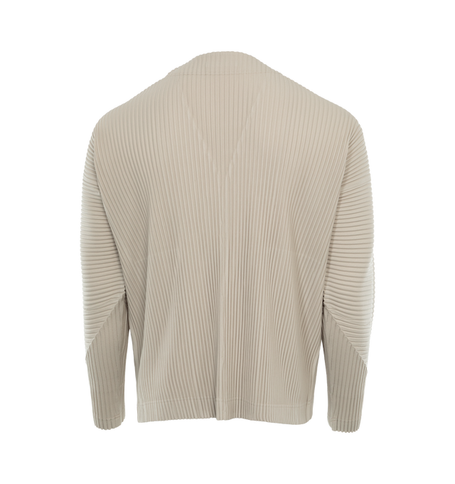 Image 2 of 3 - NEUTRAL - ISSEY MIYAKE Cardigan featuring garment-pleated polyester, V-neck, press-stud closure, seam pockets and dolman sleeves. 100% polyester. Made in Philippines. 