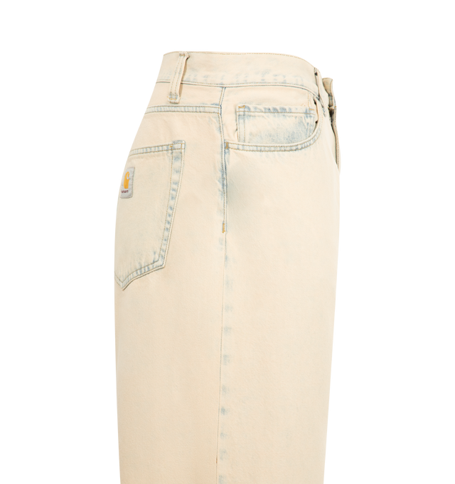 Image 3 of 3 - NEUTRAL - Carhartt WIP Landon Pant made of Robertson denim, which is a heavyweight fabric that has been stone-washed for a softer feel. It is cut in a loose tapered fit with a regular waist, and a roomy upper leg which tapers below the knee. The five-pocket style is detailed with a Square Label on the rear. 100% Cotton 'Robertson' Denim, 12 oz.