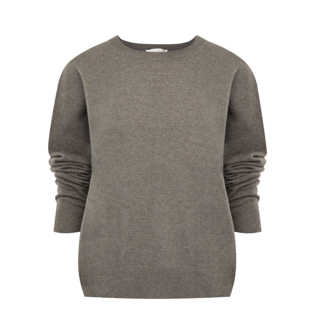 Image 1 of 2 - BROWN - THE ROW Misael Sweater in Cashmere featuring classic crewneck sweater in smooth midweight cashmere with boxy fit and ribbed neckline, cuffs, and hem. 100% cashmere. Made in Italy.