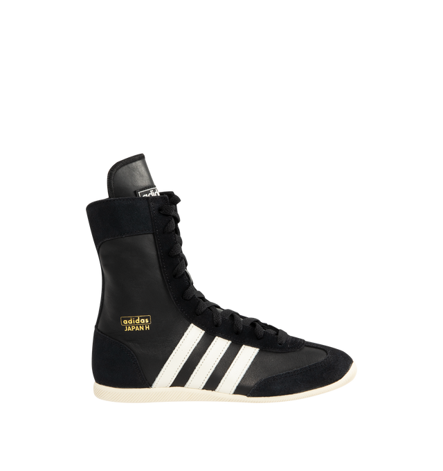 Image 1 of 4 - BLACK - ADIDAS Japan H Sneaker featuring premium leather upper contrasts with the 3-Stripes, textured EVA midsole, iconic T-toe design, regular fit, lace closure, leather upper, textile lining and rubber outsole.