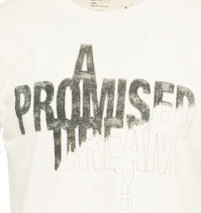 Image 3 of 4 - WHITE - ONE OF THESE DAYS A Promised Dream T-Shirt featuring a vintage wash finish, pre-shrunk, short sleeves, crewneck and prints on the front and back. 100% cotton. 