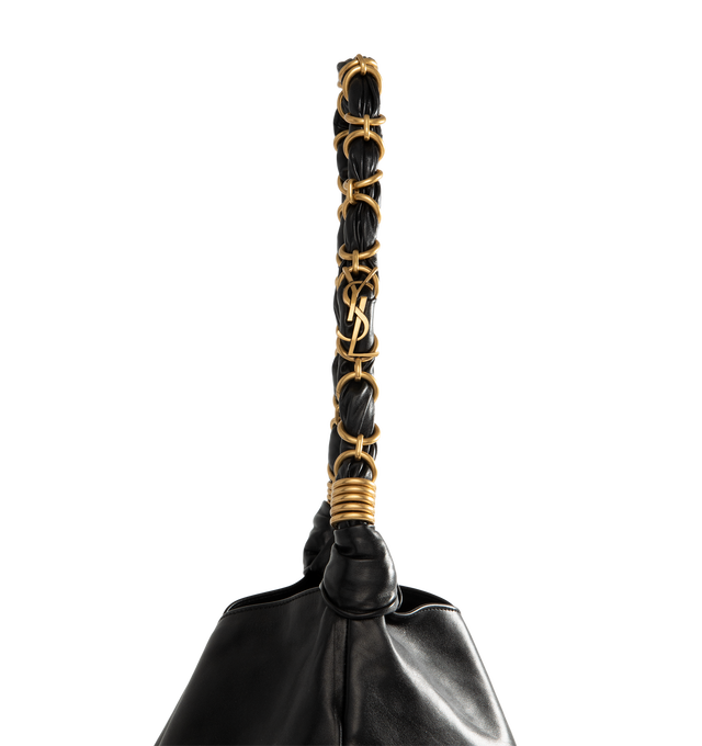 Image 3 of 4 - BLACK - Saint Laurent Womens Shoulder Bag is crafted from smooth calfskin leather. Features a woven CASSANDRE chain shoulder strap, cotton lining, bronze-tone hardware, and spacious interior. Dimensions: 46 38 25 cm; Strap Drop: 36 cm. Main Material: Calfskin Leather; Hardware: Brass; Lining: Cotton. Made in Italy.