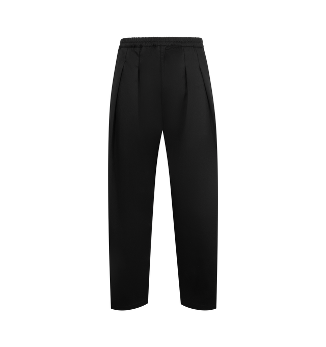 Image 1 of 3 - BLACK - MAISON MARGIELA Pleated Wide-Leg Pants featuring a relaxed silhouette, full-length wide legs, an elastic waist, back patch pockets, a mid rise and straight hem. 60% polyester, 40% cotton. Made in Italy.