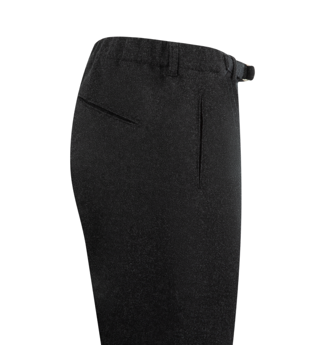 Image 3 of 3 - GREY - POST O'ALLS Post Coach Pants featuring an elastic waistband with a built-in belt, relaxed silhouette and internal drawcord at the hem. 80% polyester, 10% rayon, 10% acrylic. Made in Japan.