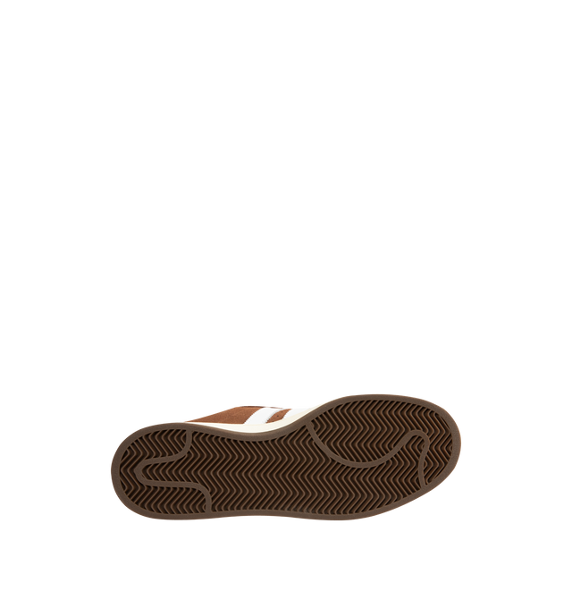 Image 4 of 5 - BROWN - Adidas Campus 00's shoes in an iconic silhouette updated in modern materials, colors and proportions. Featiring a premium leather upper lined with soft textile terry fabric, off-white midsole, rubber outsole and lace closure. Unisex style in men's sizes.