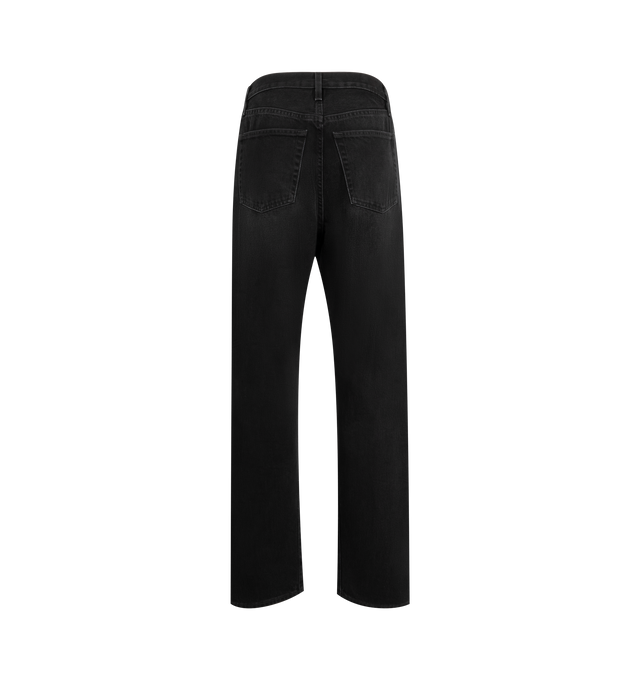 Image 2 of 3 - BLACK - Toteme versatile straight-leg jeans designed to sit on the hips with a dropped rise and relaxed fit or a neater, waisted silhouette by going one or two sizes down. Building off our signature Twisted seam denim, they are constructed with directional side seams for a touch of movement. Button fly, silver-tone hardwareFive pockets, belt loops, finished hem, embroidered monogram. 100% organic cotton. Made in Italy.