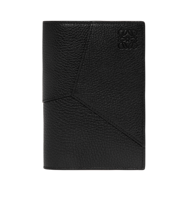 Image 1 of 3 - BLACK - LOEWE Puzzle Passport Cover in supple grained calfskin featuring passport cover inspired by the Puzzle bag's distinctive geometric pattern, five card slots, two pockets in flap, one additional pocket, calfskin lining and embossed Anagram. Supple grained calf. 14 cm x 9.3 cm x 1.2 cm. Made in Spain.