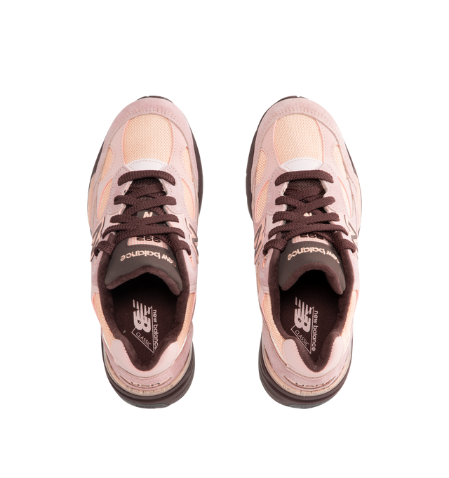 Image 5 of 5 - PINK - New Balance Mens Made in USA 992 Sneakers feature a mesh upper with premium suede and synthetic overlays. Designed with ABZORB cushioning at the heel and forefoot, ENCAP midsole technology, and a durable rubber outsole for lasting comfort and support. Upper: Mesh, Suede, Synthetic, and Cow Leather; Midsole: ABZORB and ENCAP. Made in the USA.