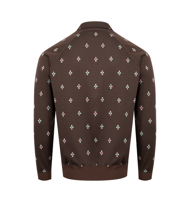 Image 2 of 3 - BROWN - NEEDLES Poly Jacquard Track Jacket featuring smooth poly jacquard, a relaxed silhouette, zip closure, the iconic butterfly logo and zipped pockets. 100% polyester. Made in Japan.