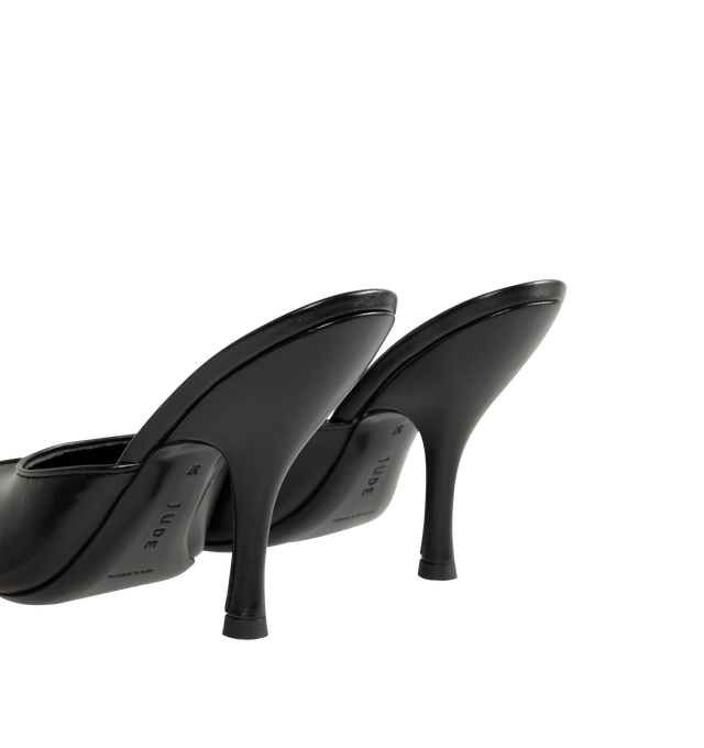 Image 3 of 4 - BLACK - Jude Women's Date Mule is crafted from baby calf leather and features a sleek slip-on silhouette with a open toe design. Main Material: Baby Calf Leather. Heel Height: 10.5 cm / 4.1 in. Leather Origin: Italy. Made in Portugal.