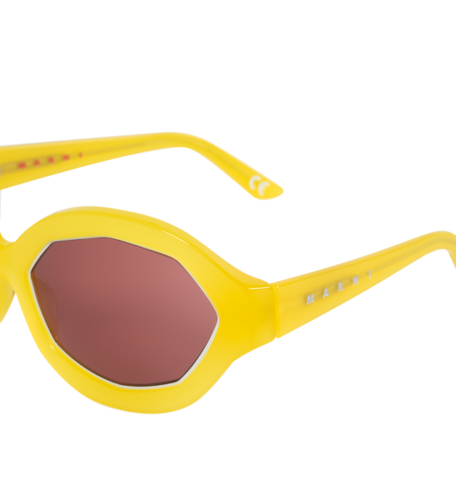 Image 3 of 3 - YELLOW - MARNI SUNGLASSES CUMULUS CLOUD featuring silver-tone ring, smoked octagonal lenses, kinny temples with curved tips and silver logo. Acetate. 