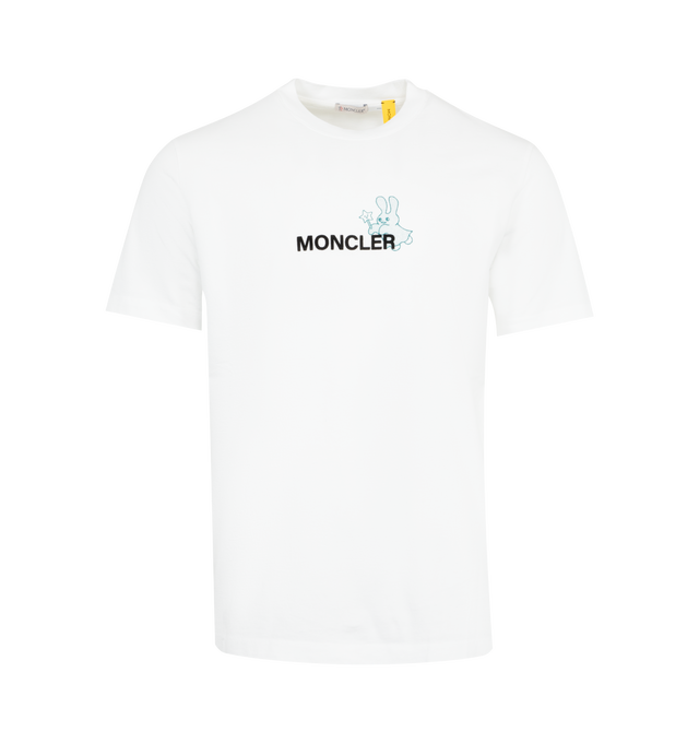Image 1 of 3 - WHITE - Moncler x FRGMT by Hiroshi Fujiwara collection- Bunny Logo Cotton T-Shirt featuring cotton jersey, ribbed crew neck, short sleeves printed bunny motif and logo details. 100% cotton.
