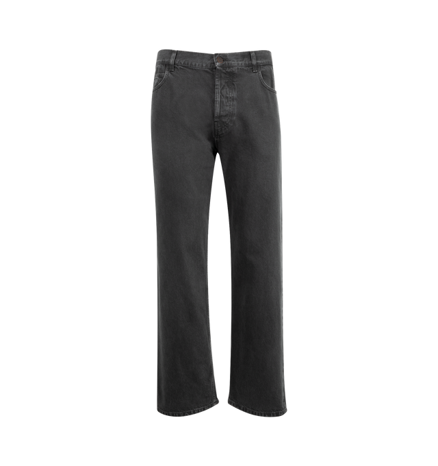 Image 1 of 3 - BLACK - The Row Ross Jeans featuring slim fit, belt loops, five-pocket styling and button-fly. 100% cotton. Made in Italy.