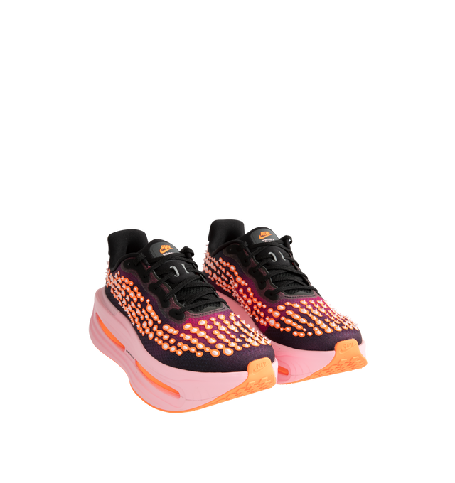 Image 2 of 5 - ORANGE - Nike Men's Vomero Premium Road Running Sneakers feature a lightweight engineered mesh upper in Black, Arctic Pink, Perfect Pink, and Total Orange. The maximum-cushioning design combines a full-length ZoomX foam midsole with Air Zoom units at the forefoot and heel for responsive energy return, while a high-abrasion rubber Waffle outsole provides durable traction. Upper: Engineered Mesh. Midsole: ZoomX Foam. Sole: Rubber.