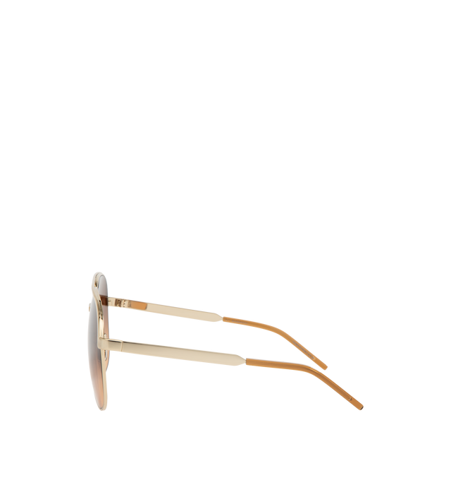 Image 2 of 3 - GOLD - GIVENCHY Aviator Metal Sunglasses featuring solid lenses, adjustable nose pads, logo engraved brow bar and thin, tapered arms. Metal. 100% UVA/UVB protection. Made in Italy.