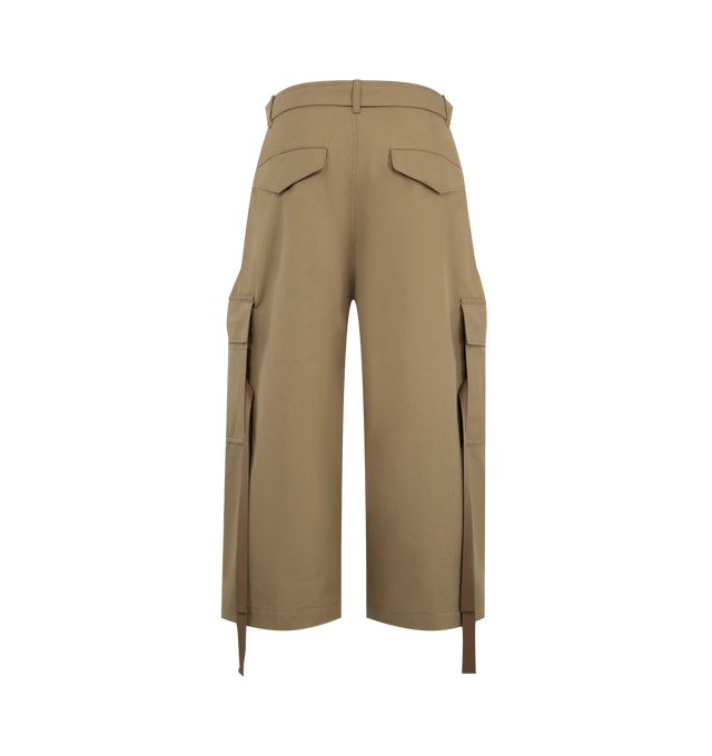 Image 2 of 3 - NEUTRAL - Sacai Womens Cotton Weather Pants are crafted from premium cotton. Features a relaxed silhouette with an elastic waistband, side pockets, and a clean utility-inspired design. Main Material: 100% Cotton. Made in Japan.