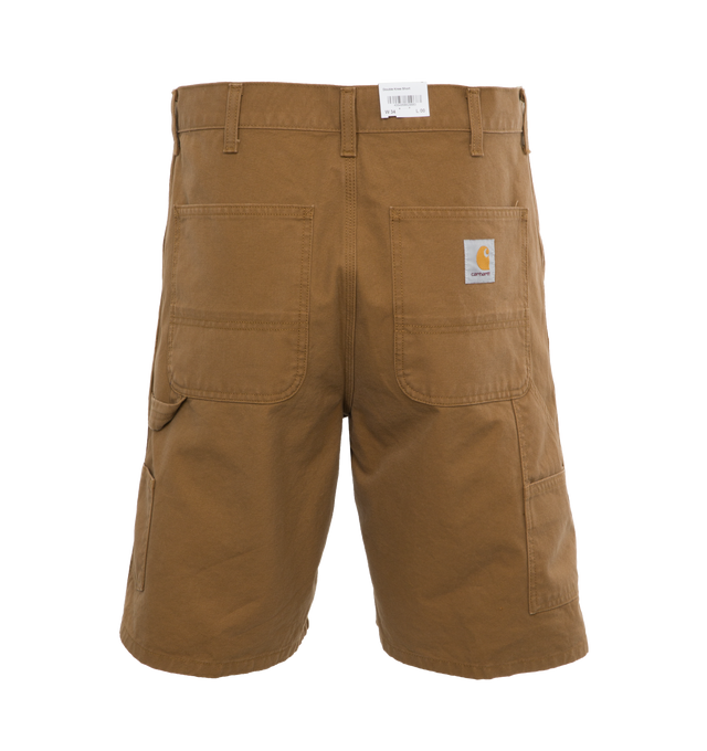 Image 2 of 4 - BROWN - CARHARTT WIP Double Knee Shorts featuring front button and concealed zip closure, belt loops, double layer at knee, hammer loop and two front pockets. 100% cotton. 