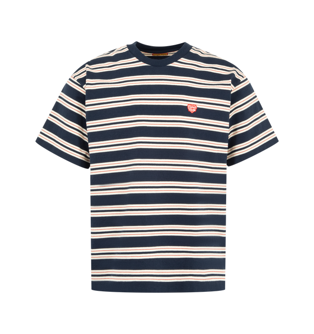 Image 1 of 2 - NAVY - HUMAN MADE Striped T-Shirt featuring timeless striped detailing, cut from soft cotton, a relaxed fit, short sleeves and crew neck. 100% cotton.