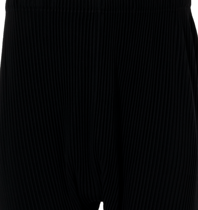 Image 4 of 4 - BLACK - ISSEY MIYAKE Pleats Bottoms 2 featuring a high waist, tapered leg, and two side pockets. 100% polyester. 