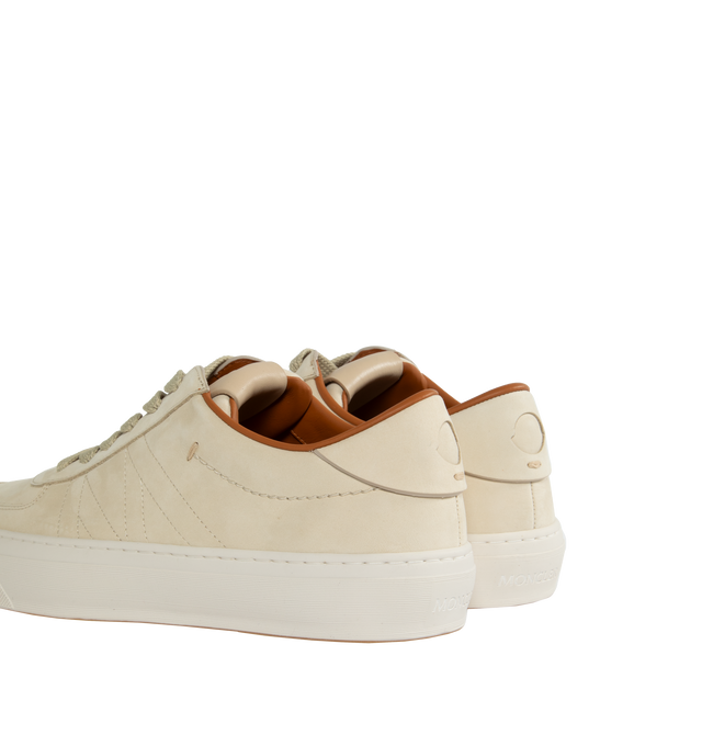 Image 3 of 5 - WHITE - MONCLER Monclub Low Top Sneakers featuring nubuck upper, leather insole, rubber sole and lace closure. Sole height 3 cm. 