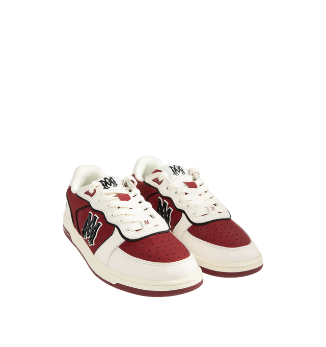 Image 2 of 5 - RED - Amiri Men's Newport Sneaker is crafted on a patinated two-tone leather and suede material on a rubber sole illustrated with the MA icon.