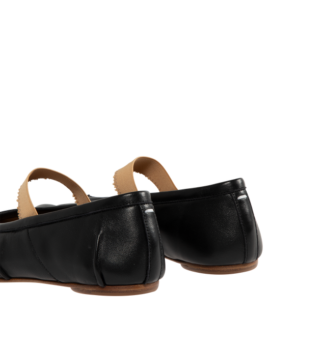 Image 3 of 4 - BLACK - Maison Margiela Tabi Ballerina Flat crafted in leather with handmade folds, the ballerinas featuring a distressed elastic band and the Tabi split-toe, inspired by the traditional 15th century Japanese sock bearing the same name. 100% lamb leather. Made in Italy.