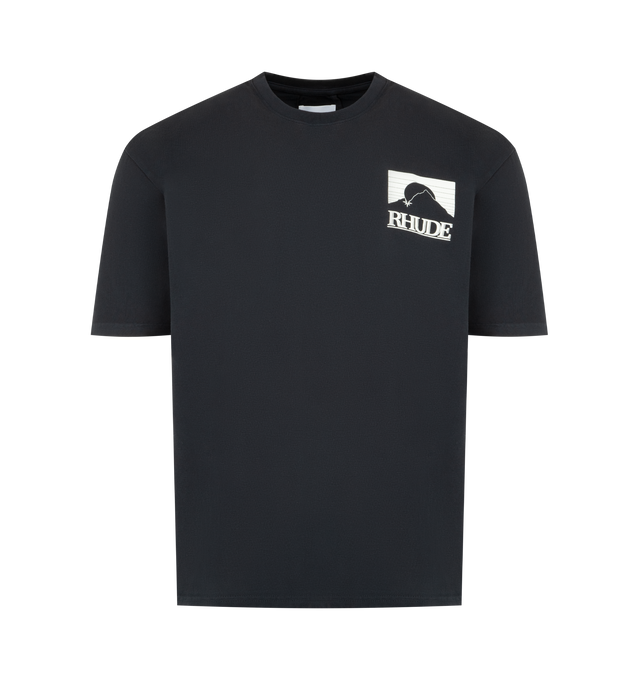 Image 1 of 2 - BLACK - RHUDE Moonlight Pack T-Shirt featuring boxy fit, graphic on front, crewneck, short sleeves and dropped shoulders. 100% cotton.