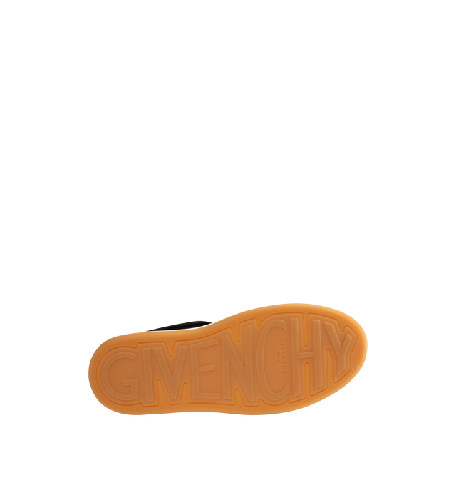 Image 4 of 5 - BLACK - GIVENCHY New City Sneakers featuring suede upper, low top sneakers, logo throughout, lace up closure and gum rubber sole.