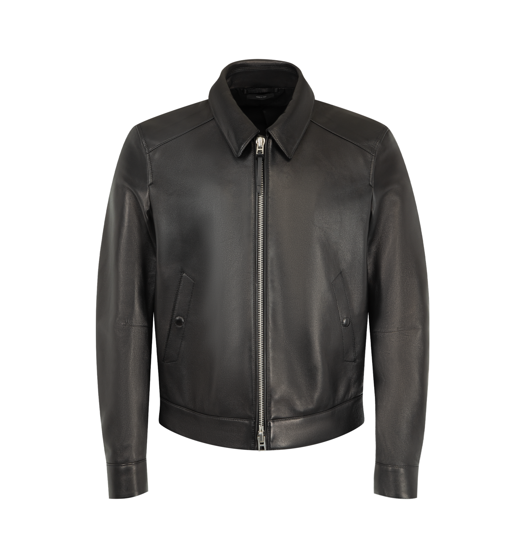 mens black leather dress jacket Tom Ford - Nappa Grain Blouson in Lambskin for Men Luxury Birthday Outfit Sparkly The Jacket Maker Men’s dress_type_Club Dress Color:PALERMO BLACK