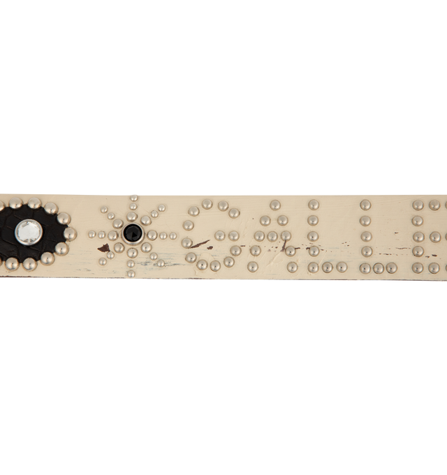 Image 3 of 3 - WHITE - GALLERY DEPT. Painted Studded Belt featuring distinctive peanut-shaped pattern, meticulously hand-placed studs, 'GALLERY DEPT.' studs across the length and hand-painted. With use, the paint will naturally chip and wear away. 100% leather. Made in USA.
