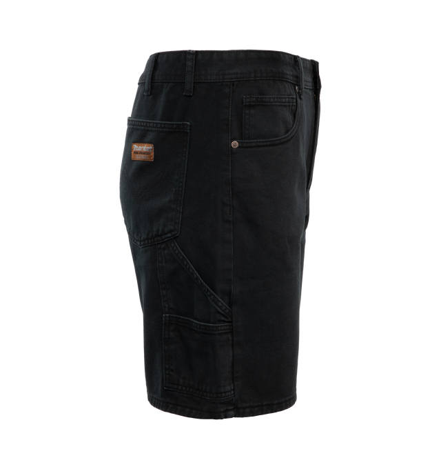 Image 3 of 3 - BLACK - MARKET Hardware Carpenter Shorts featuring belt loops, five-pocket construction and stitched front pocket graphic. 100% cotton.  