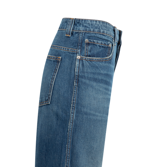 Image 3 of 3 - BLUE - KHAITE Winslow Jean featuring an oversized fit, wide-leg, button-fly, classic five-pocket denim detailing and a dropped rise. 100% cotton.
