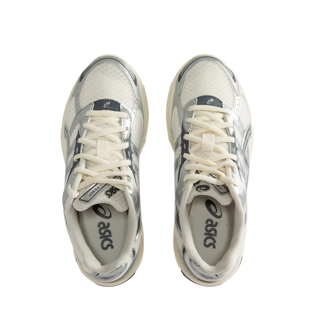 Image 5 of 5 - GREY - ASICS Mens GEL-1130 Sneakers feature a breathable mesh upper with metallic synthetic leather overlays. Designed with a lace-up closure, padded tongue and collar, GEL heel cushioning for shock absorption, cushioned footbed, breathable mesh lining, and a durable rubber outsole for flexible traction. Upper: Mesh and Synthetic Leather; Midsole: GEL Technology; Outsole: Rubber. Imported from Indonesia.