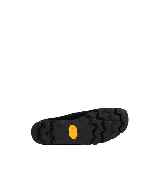 Image 4 of 5 - BLACK - NEEDLES X CLARKS Wallabee Strap Low Shoe featuring double buckle design, embossed butterfly motif at heel, cushioned footbed and textured outsole. 100% calf suede.