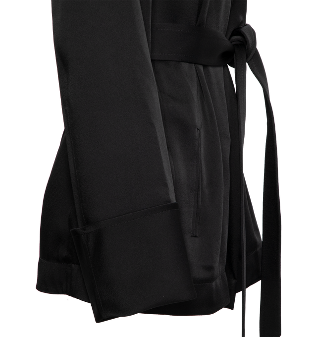 CREPE SATIN BELTED JACKET