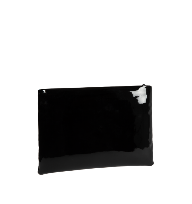 Image 2 of 3 - BLACK - SAINT LAURENT Large Puffy Pouch in patent canvas featuring embossed logo, zip closure, two flat pockets, eight card slots and canvas lining. 70% polyurethane, 30% polyester.  