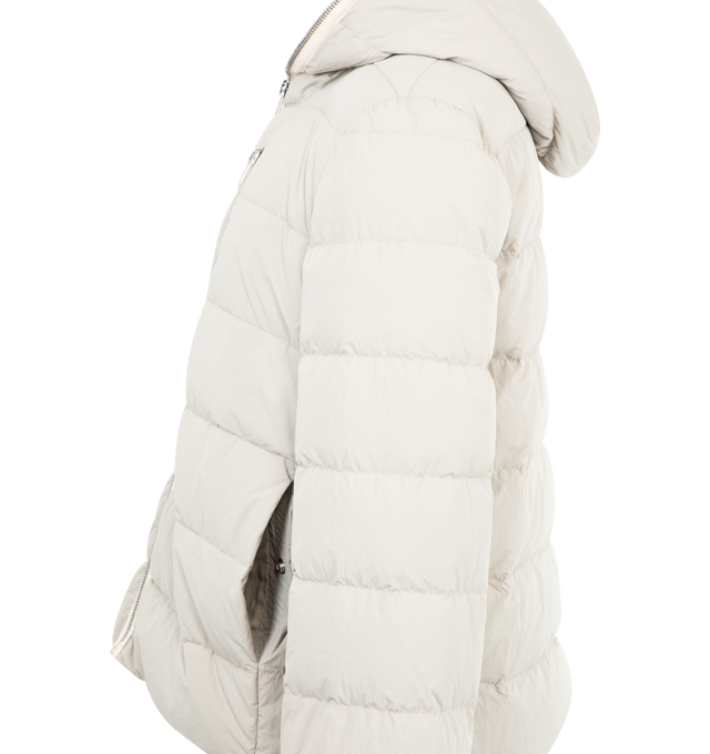 Image 3 of 3 - WHITE - RICK OWENS Gimp Jacket featuring a quilted design with down filling, front zip closure that extends the entire length of the garment, allowing one to fully close the hood, long sleeves with rib-knit cuffs and chest zip pocket. 100% nylon. Fill: 90% goose down, 10% mallard feathers. Made in Italy.