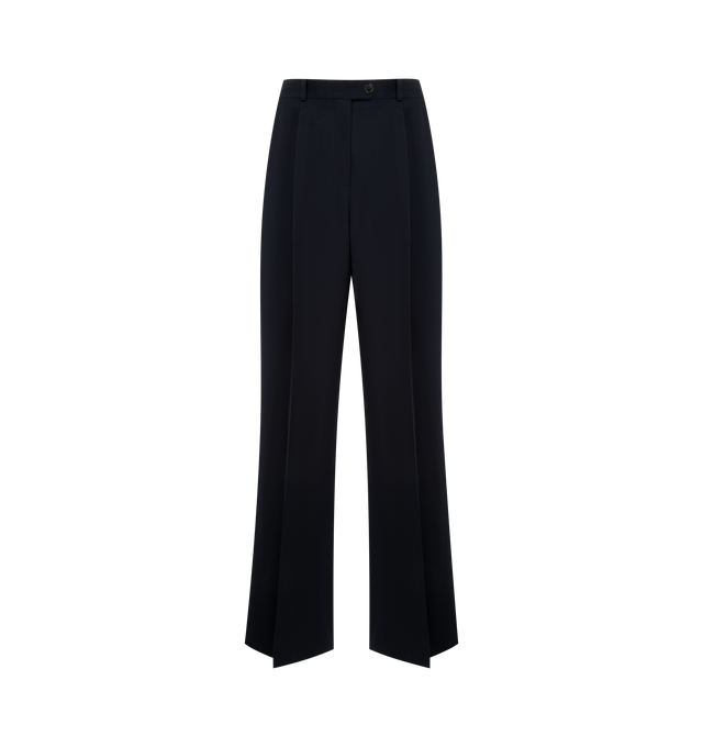 Image 1 of 3 - NAVY - THE ROW Virgil Pant featuring tailored high-rise trouser in structured wool gabardine with straight leg, front double pleats and side slash pockets. 100% wool. Made in Italy.