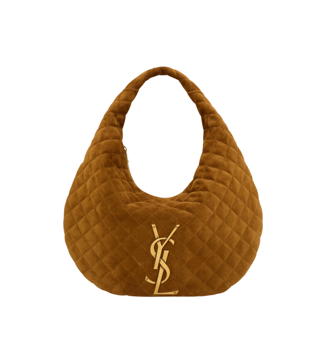 Image 1 of 6 - BROWN - SAINT LAURENT ICARE Hobo Bag in quilted suede featuring diamond-quilted topstitching, leather lining, bronze-tone hardware and zip closure. 11.818.5" x 12" x 0.84.7". Handle drop: 6.3". Calfskin. Made in Italy.