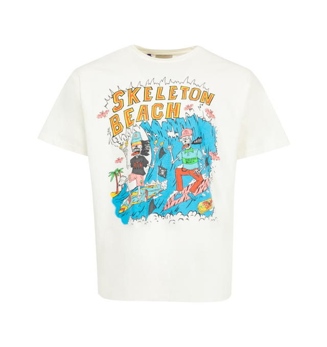 Image 1 of 2 - WHITE - GALLERY DEPT. Skeleton Beach Surf Tee featuring relaxed fit, short sleeves, crew neck and front and back graphic. 100% cotton. Made in USA.